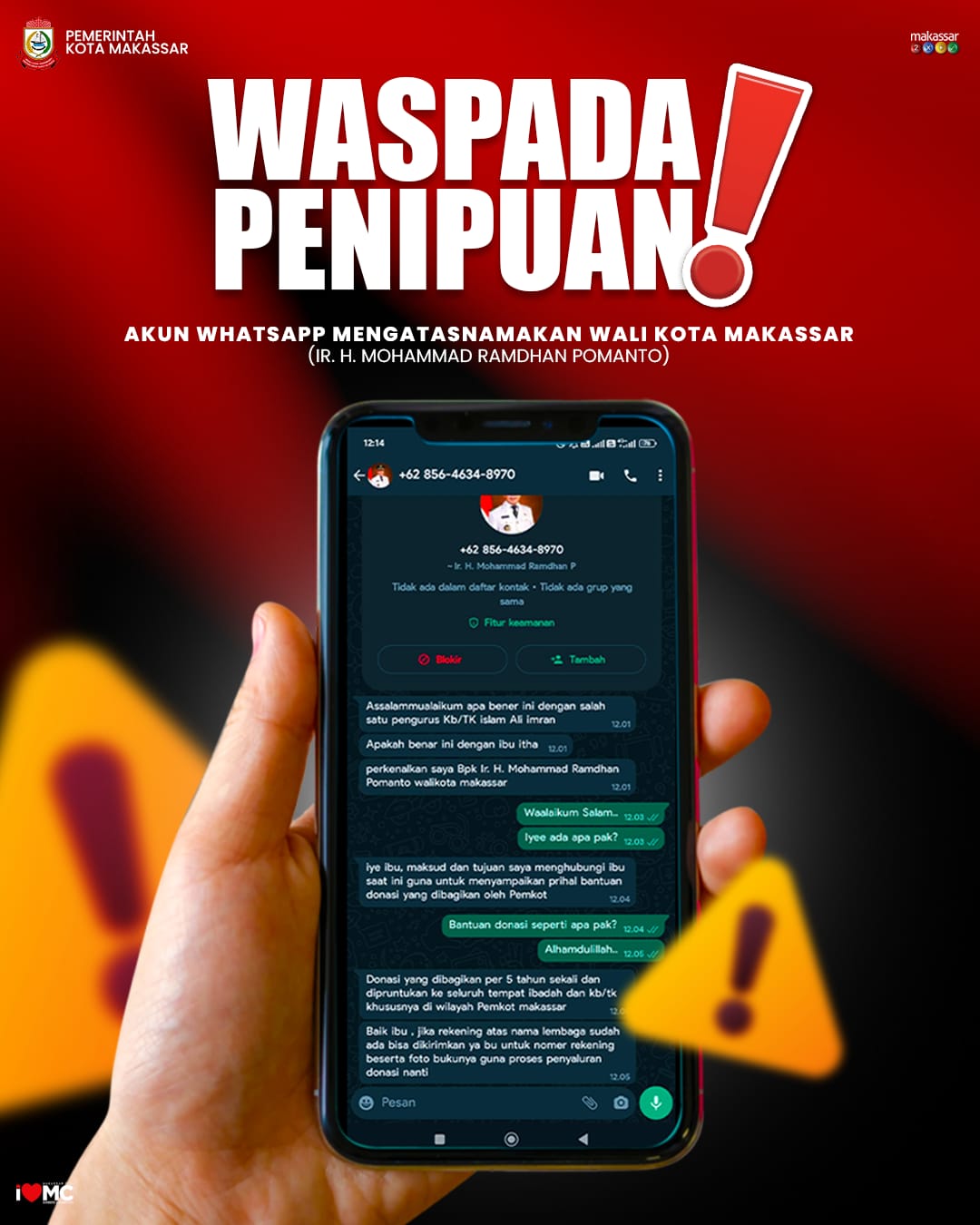 Waspada Penipuan Mengatasnamakan Wali Kota Makassar Modus Donasi Tempat Ibadah