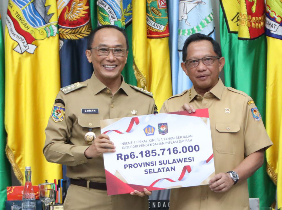 Terbaik Dalam Pengendalian Inflasi, Pemprov Sulsel Terima Insentif Fiskal Rp6,1 Miliar dari Kemenkeu