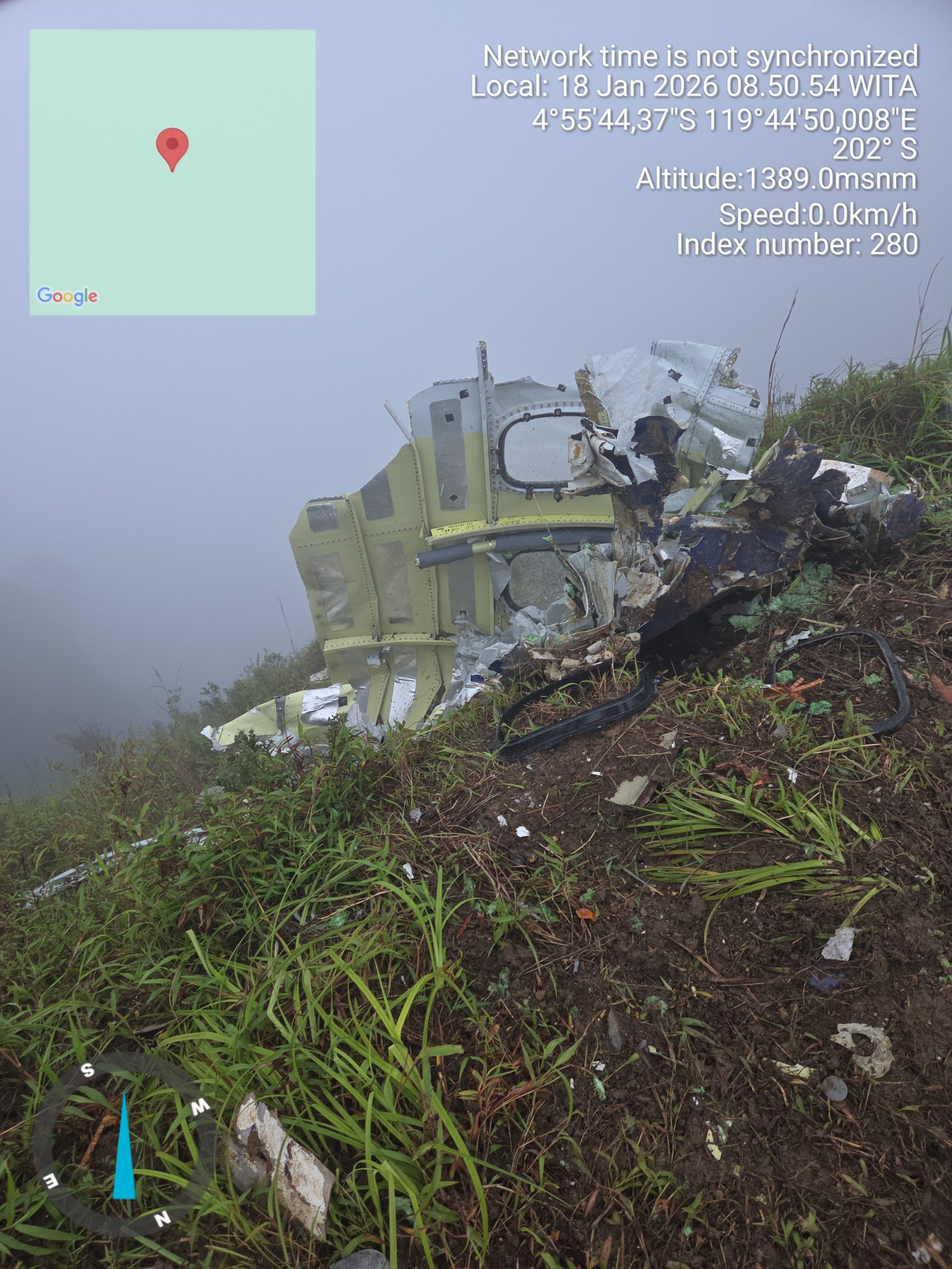 Tim SAR Temukan Serpihan Badan dan Ekor Diduga Pesawat ATR 42-500 di Lereng Gunung Bulusaraung