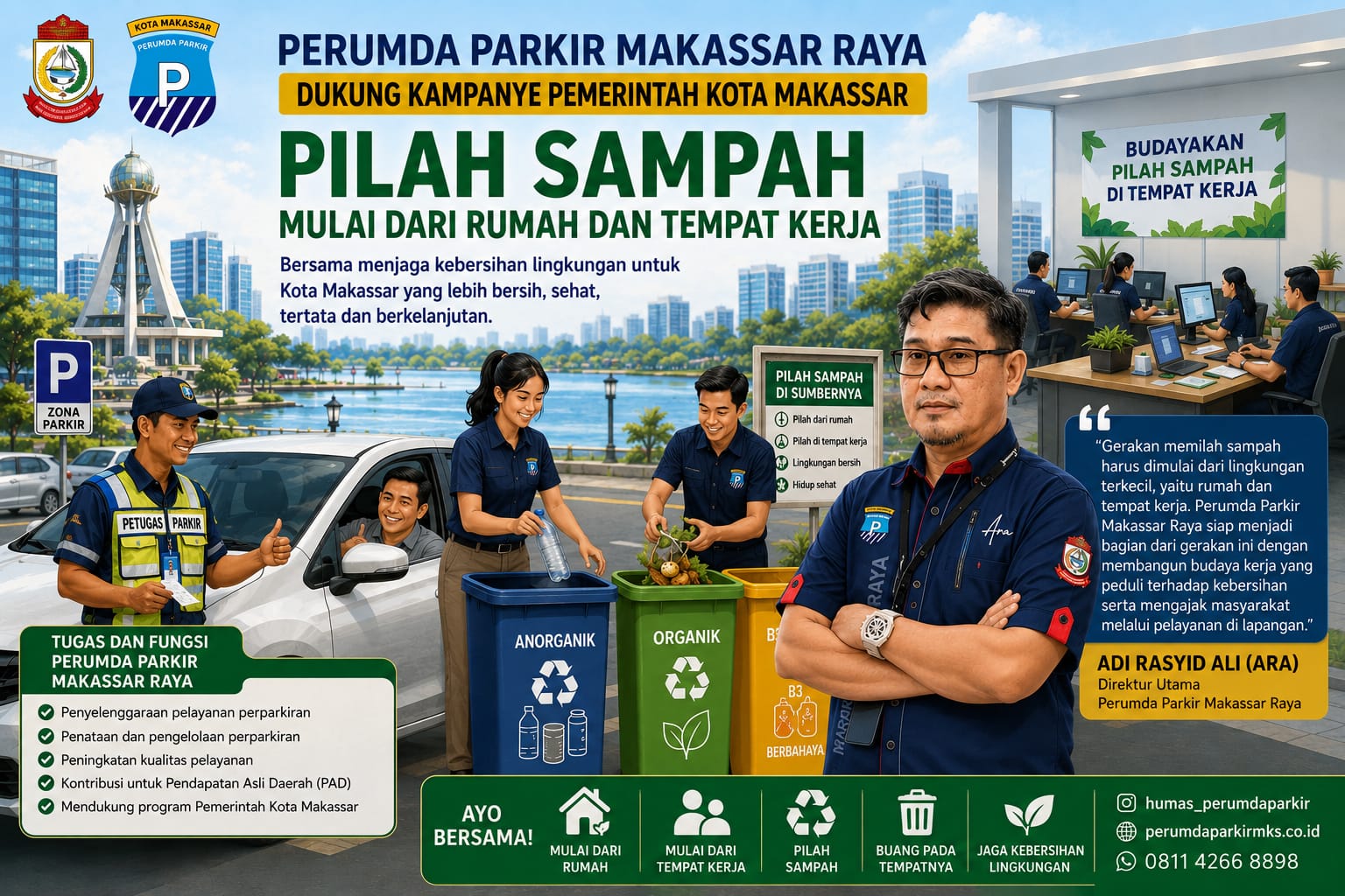Perumda Parkir Makassar Dukung Gerakan Pilah Sampah, ARA: Mulai dari Rumah dan Tempat Kerja