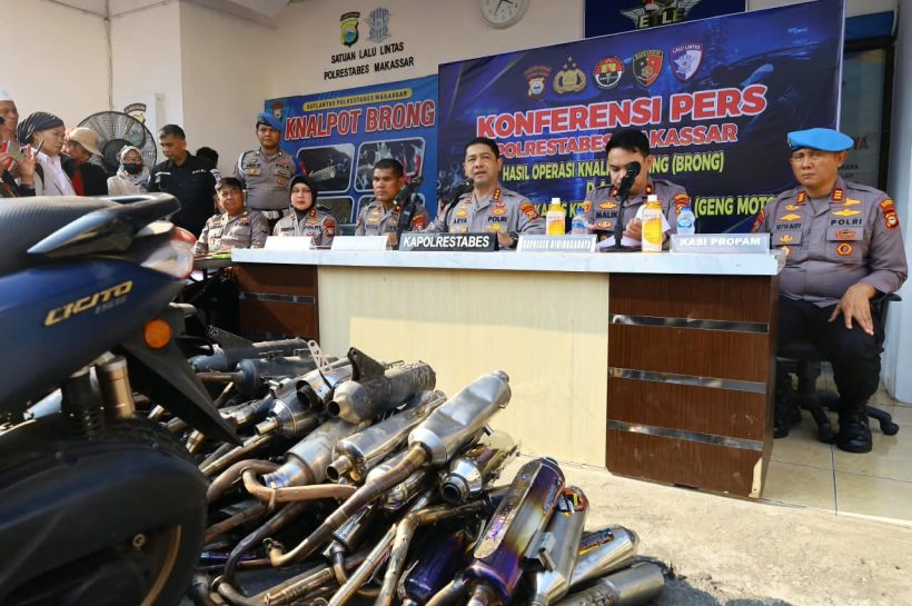Penertiban Knalpot Brong Makassar: Puluhan Motor Diangkut Saban Hari, Dua Pengendara Ringkus Bawa Sajam